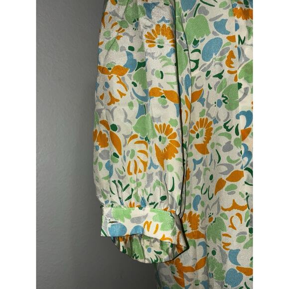 Guy Laroche Diffusion Paris Made in Dress Vintage Floral Dress 8 Pleated Bottom - Picture 4 of 12